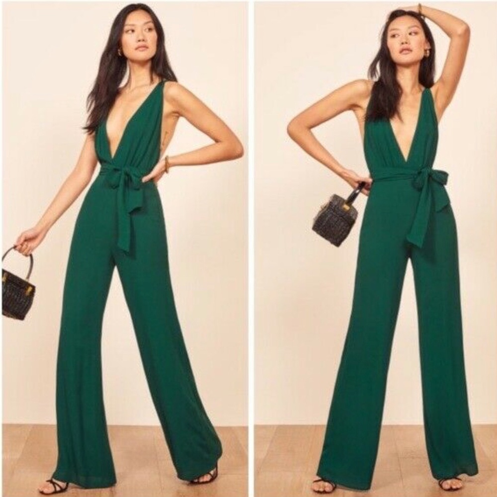 Reformation Sofi Jumpsuit emerald green size 2P